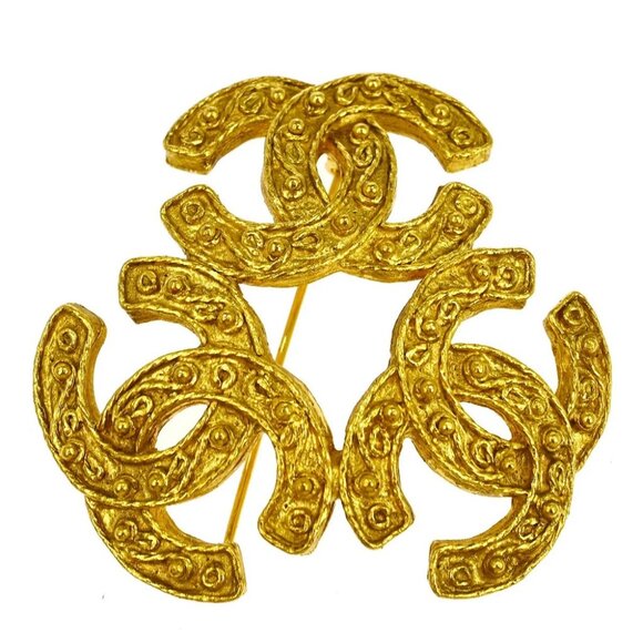 Chanel Triple CC Brooch Pin Gold 94A XX40574 - Picture 1 of 4